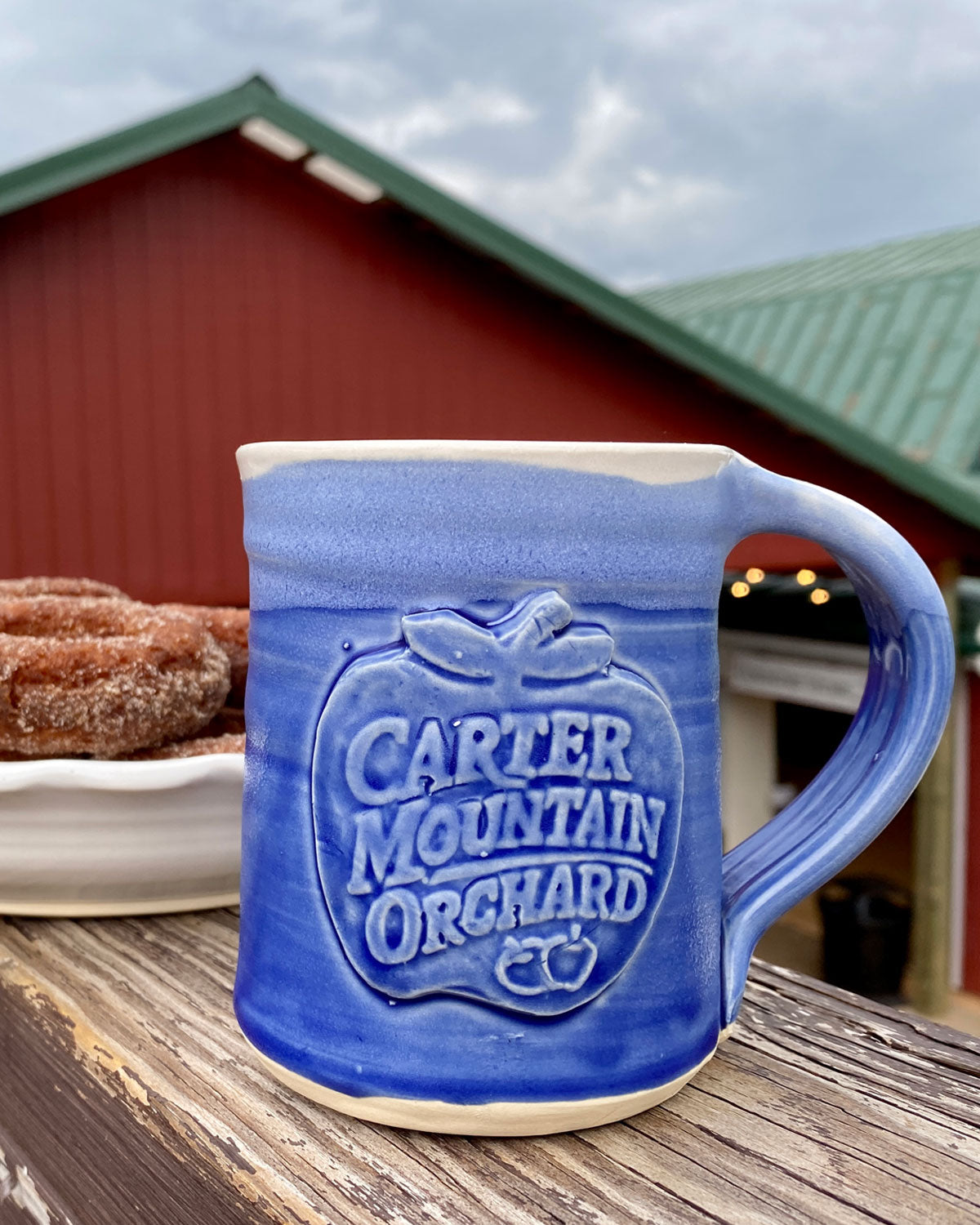 Carter Mountain Orchard logo mug sky blue