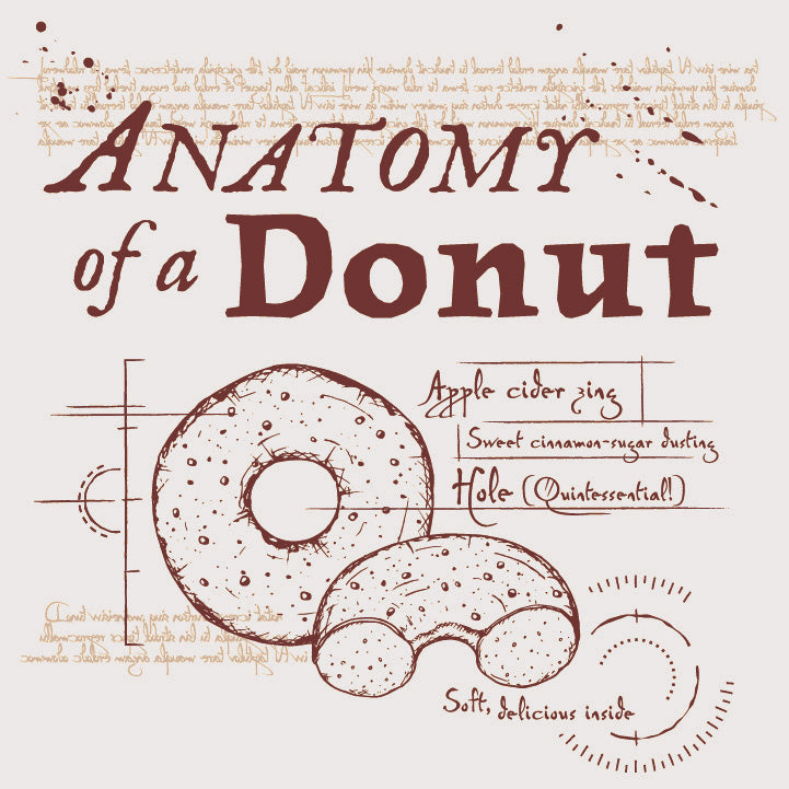 Illustration of 'Anatomy of a Donut' with text and donut diagram on a beige background