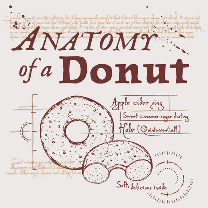 Illustration of 'Anatomy of a Donut' with text and donut diagram on a beige background