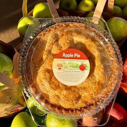 Apple pie in a Carter Mountain Orchard container